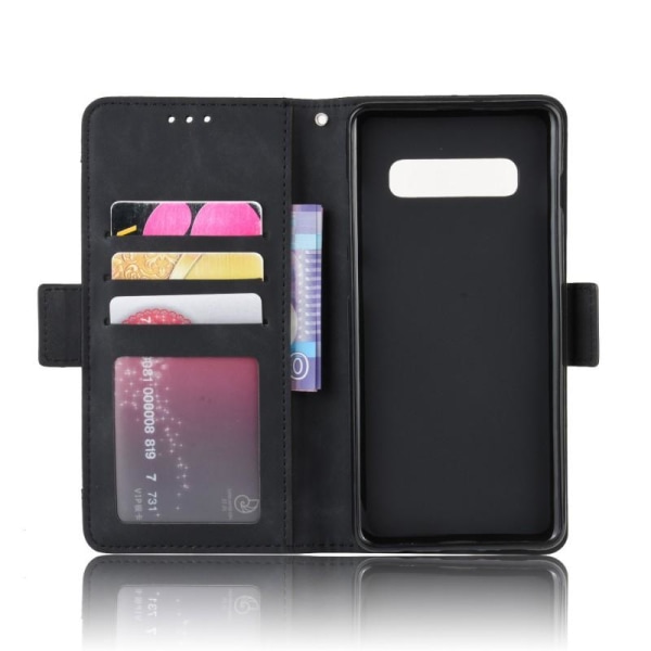 Samsung Galaxy S10 Plus -lompakkokotelo, PU-nahkainen 6-TASKUT W Black
