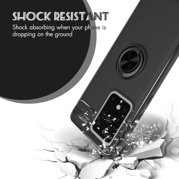 Samsung S20 Ultra Praktisk Stöttåligt Skal med Ringhållare V3 Svart