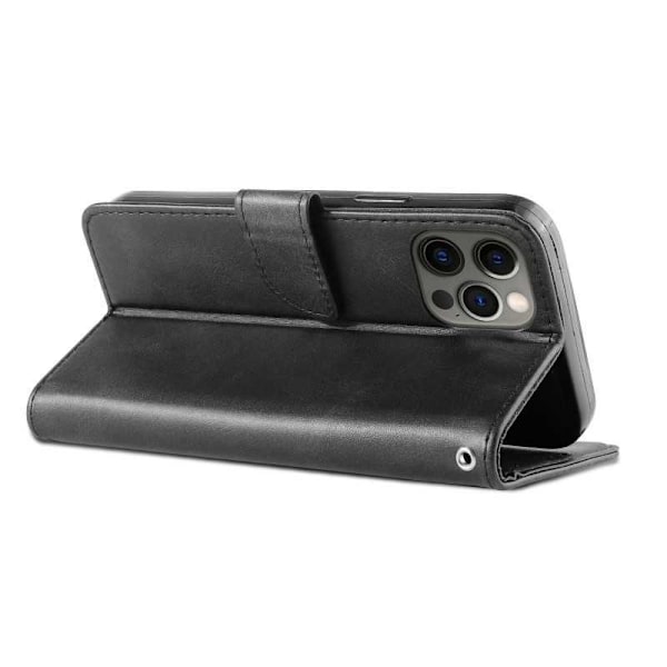 iPhone 15 Plus Wallet Case PU-nahkainen 4-POCKET Black