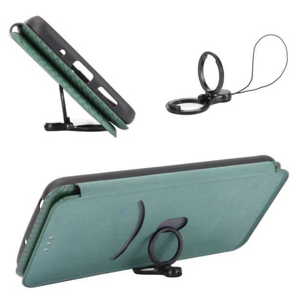 iPhone XR Flip Case -korttipaikka CarbonDreams Vihreä Green