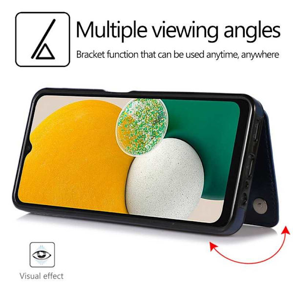 Samsung A13 5G / A04s Stöttåligt Skal Korthållare 3-FACK Flippr Svart