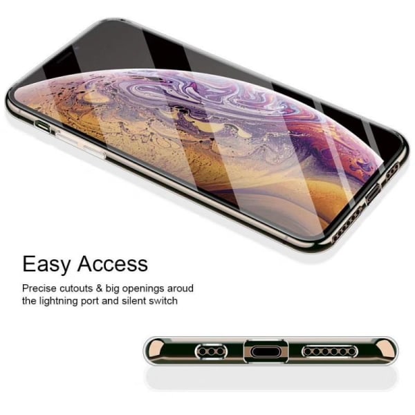 iPhone 12 Støtdempende sak 9H herdet glass tilbake Glassback Transparent