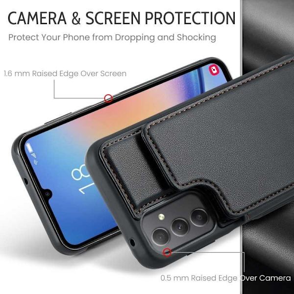 CaseMe Shockproof Cover Kortholder Stander 4-rums Samsung A34 5G Sort