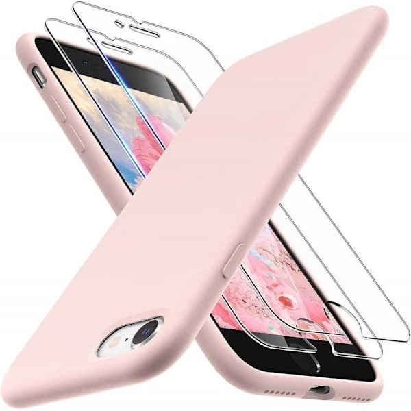 Kuminen tyylikäs suojakuori 3in1 iPhone 7 / 8 / SE2 / SE3 - vaaleanpunainen