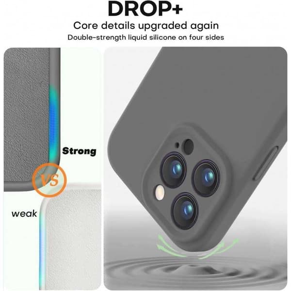 iPhone 12 Pro Gummibelagt Skal med Kameraskydd Liquid V2 - Grå