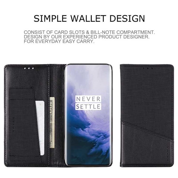 OnePlus 7 Pro Elegant Case PU-nahkaa ja RFID-esto Black