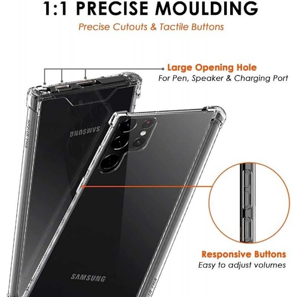 Samsung S22 Ultra stødabsorberende Silikone Shell Shockr Transparent