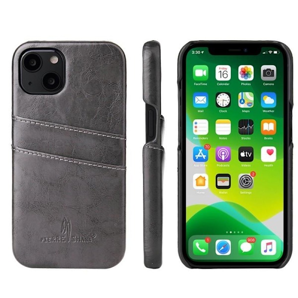 iPhone 14 Plus Stötdämpande Korthållare Retro Svart