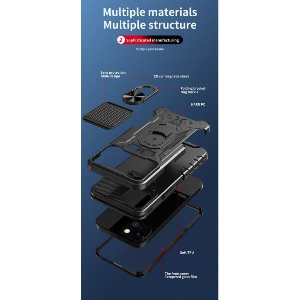 iPhone 14 Plus fuld dækning Premium 3D-cover ThreeSixty CamShiel Black