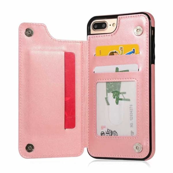 iPhone 8 Plus iskunkestävä kotelo, 3-taskuinen Flippr V2 Pink gold