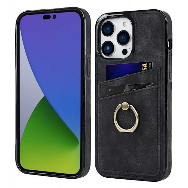 iPhone 12 Pro Max mobilcover med kortholder Retro V4 Svart