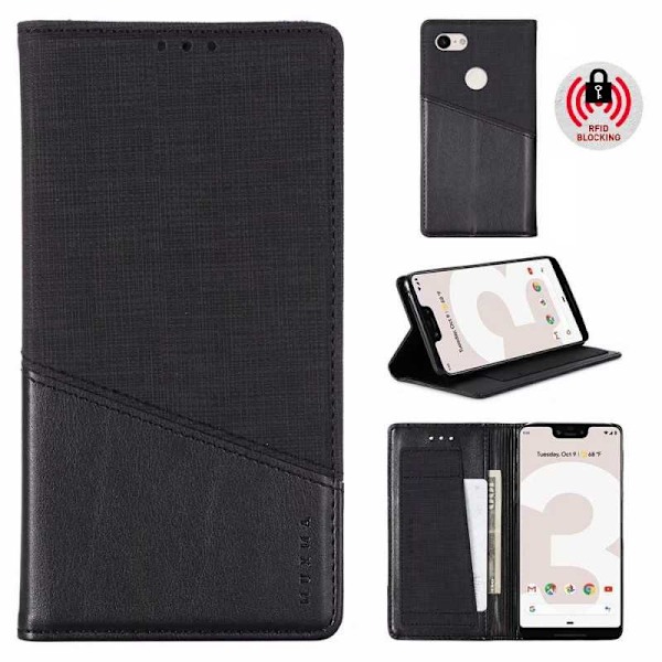 Elegant etui til Google Pixel 3 i PU-læder med RFID-blok Black