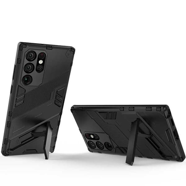 Samsung S24 Ultra Iskunkestävä kotelo jalustalla ThinArmor V2 - Musta