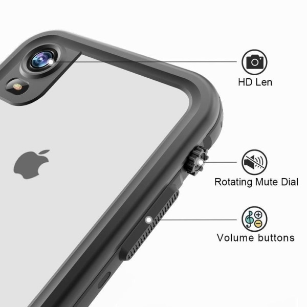 iPhone XR fuld dækning vandtæt premium cover - 2m Transparent