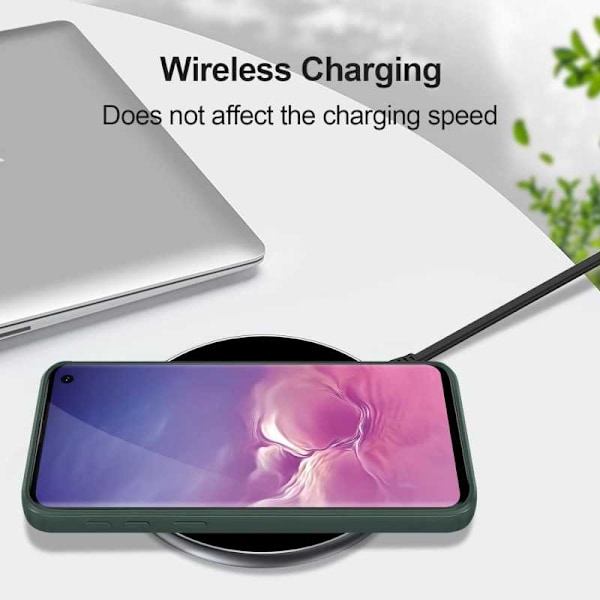Samsung S10 Plus Gummibelagd Mattgrönt Skal Kameraskydd Liquid - Grön