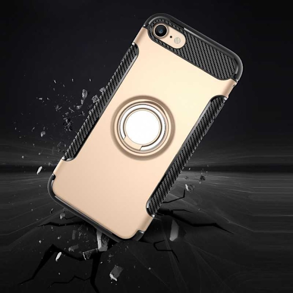 iPhone 8 Praktisk Stöttåligt Skal med Ringhållare V2 Svart