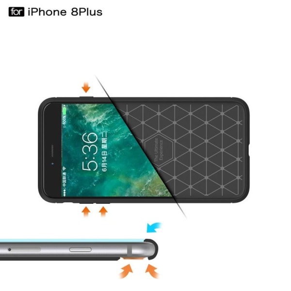 iPhone 8 Plus iskunkestävä iskuja vaimentava SlimCarbon-kuori Black