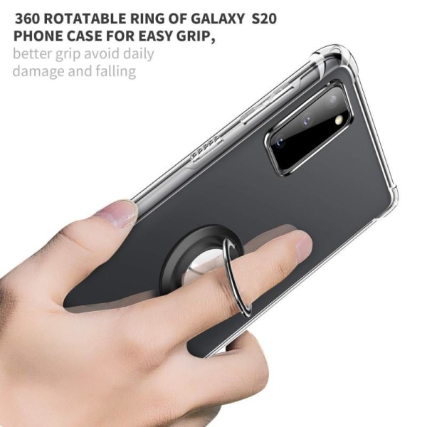 Samsung Galaxy S20 Iskunkestävä suojus sormustelineellä Fresh Transparent