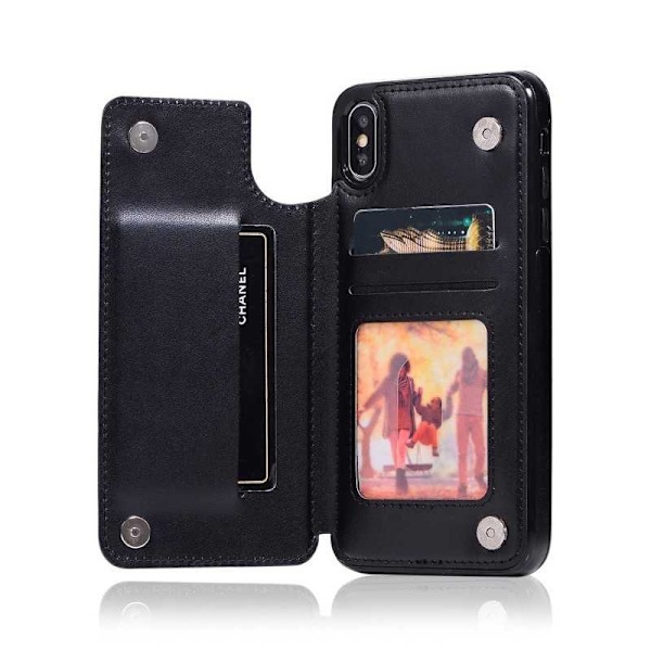 iPhone XS Max iskunkestävä kotelo, 3-taskuinen Flippr V2 Black