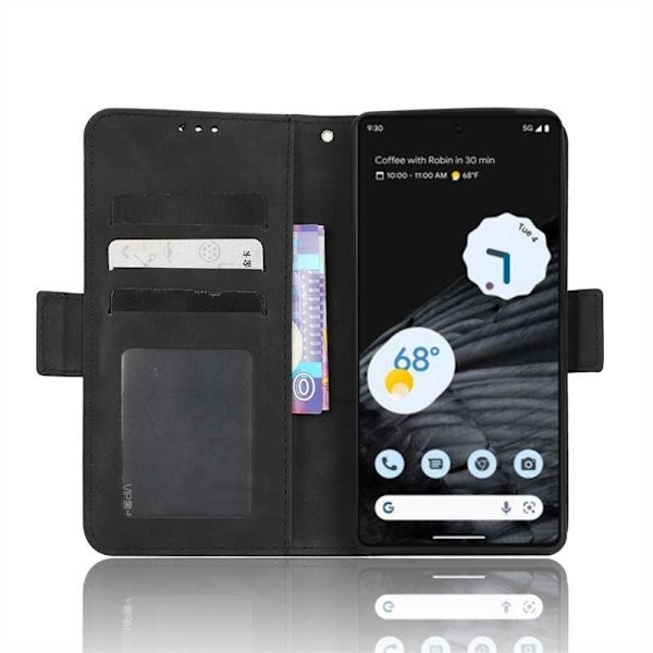 Google Pixel 7A lompakkokotelo PU-nahkainen 6-POCKET Winston V3 Black