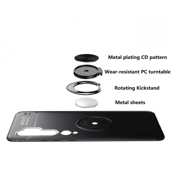 Xiaomi Mi 10 Pro käytännöllinen iskunkestävä kotelo sormusteline Black