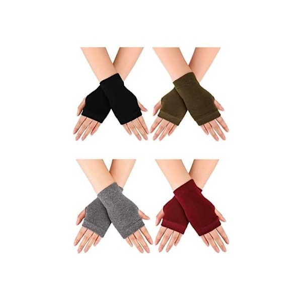 4-PACK Fingerless Rukkaset / Neliömäiset Rukkaset Marinblå