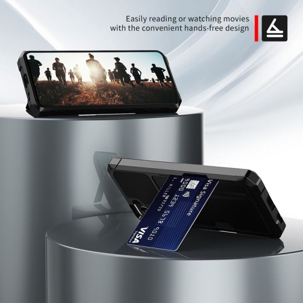 Samsung S21 Iskunkestävä kansi Solid V2 -korttipaikalla Black