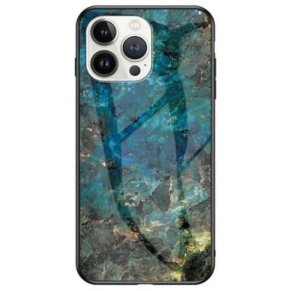 iPhone 14 Pro Marmorskal 9H Härdat Glas Baksida Glassback V2 MultiColor Emerald Green