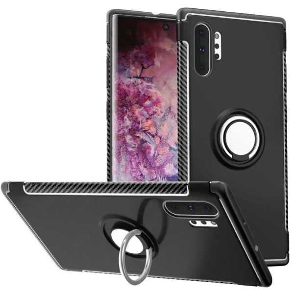 Samsung Note 10 Praktisk stødsikkert cover med ringholder V2 Black