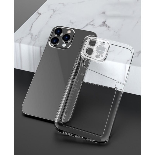 iPhone 12 Mini stødsikkert cover med kortrum V2 Transparent