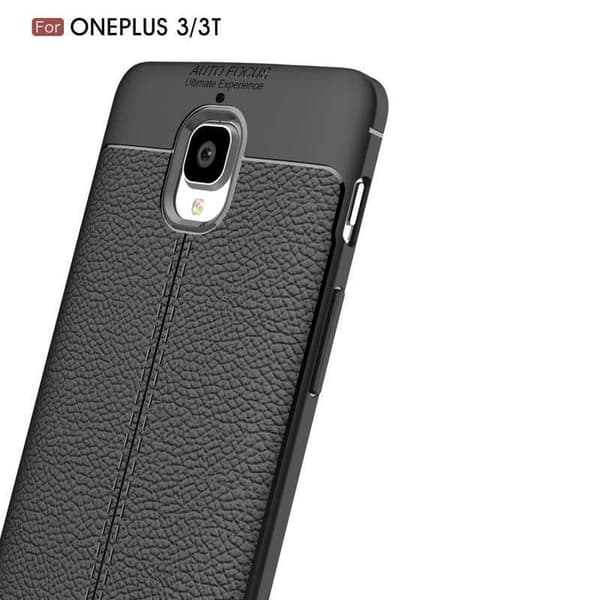 OnePlus 3 & 3T Iskunkestävä ja iskuja vaimentava LeatherBack Svart