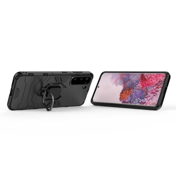 Samsung S21 iskunkestävä kotelo, jossa ThinArmor rengaspidike Black