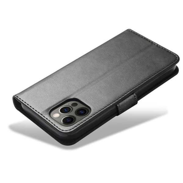 iPhone 15 Plus Wallet Case PU-nahkainen 4-POCKET Black