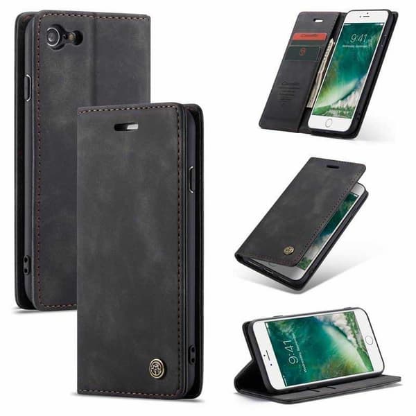 iPhone 7 Elegant Flip Case CaseMe 3-FACK Black