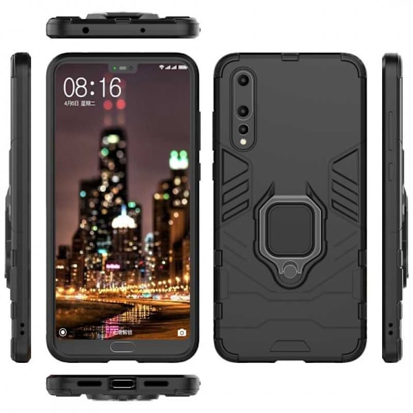 Huawei P20 Pro iskunkestävä suojus rengaspidikkeellä ThinArmor Black