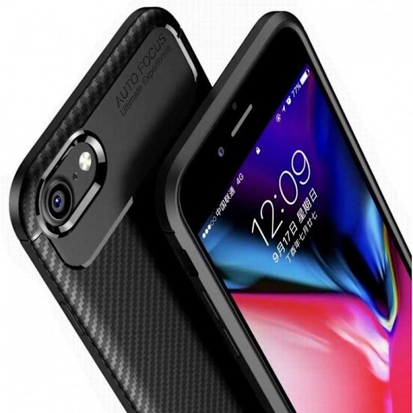 iPhone 7 / 8 /  SE (2020 & 2022) Stöttåligt Skal FullCarbon V4 Svart