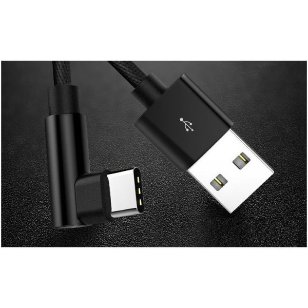 3m Slitstark Flätad Metallic USB-C Kabel Quick Charge 3.0 Svart