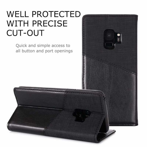 Samsung S9 Plus Elegant Fodral i PU-Läder med RFID Block Svart