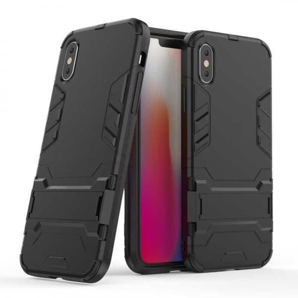 iPhone XS Max iskunkestävä kotelo jalustalla ThinArmor Black
