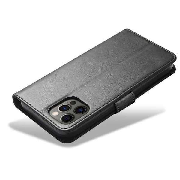 iPhone 15 Plus Wallet Case PU-nahkainen 4-POCKET Black