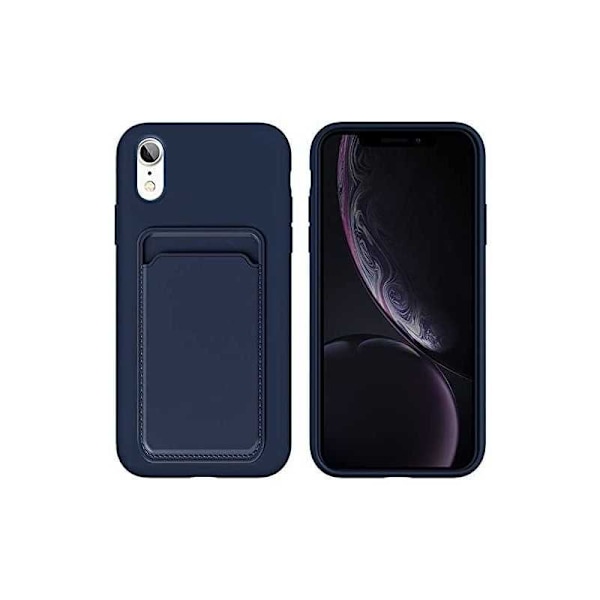 iPhone XR Kumitettu Iskunkestävä Kotelo Korttilokeron Liquid Marinblå