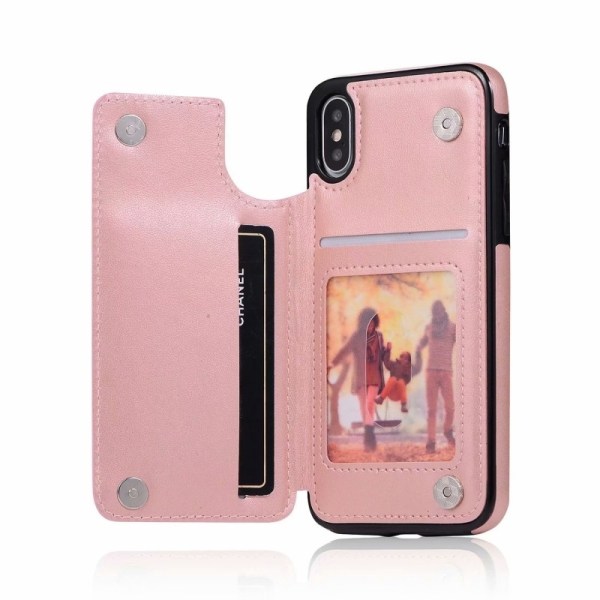 iPhone X Støtsikker deksel kortholder 3-POCKET Flippr V2 Pink gold
