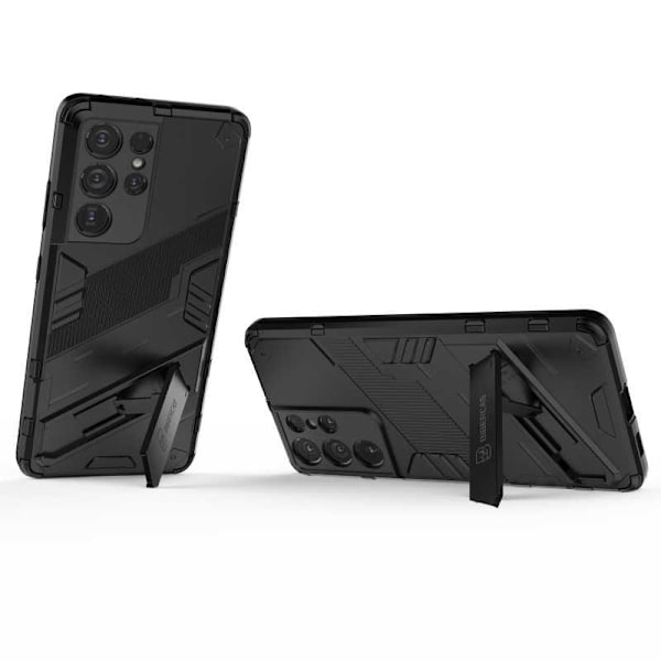 Samsung S21 Ultra iskunkestävä kotelo jalustalla ThinArmor V2 Mörkgrön