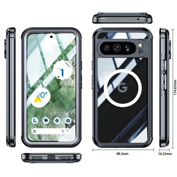 Google Pixel 9 Pro XL Heltäckande Magsafe Premium 3D Skal 3in1 ThreeSixty