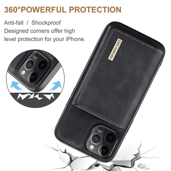 8-POWER iPhone 12 Pro Max stødsikkert cover med magnetisk kortholder DG.MING Afmonter Black