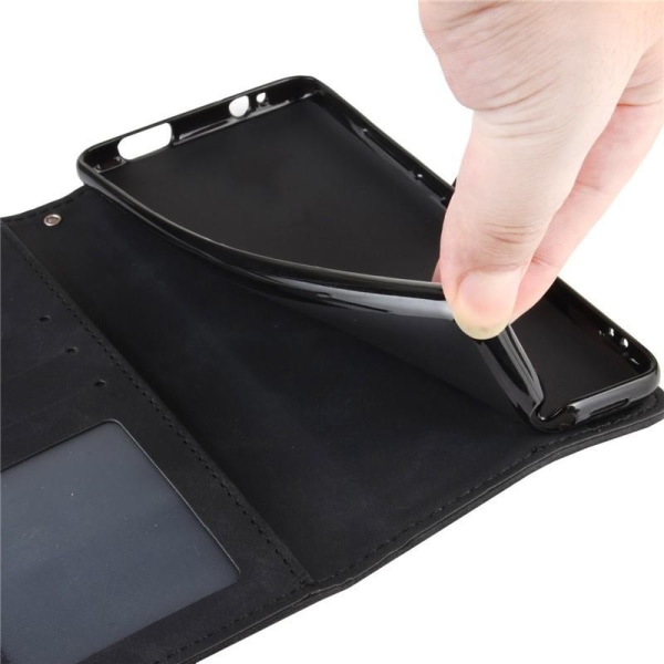 Samsung S22 Ultra Wallet Case PU-nahkainen 6-POCKET Winston V3 Black
