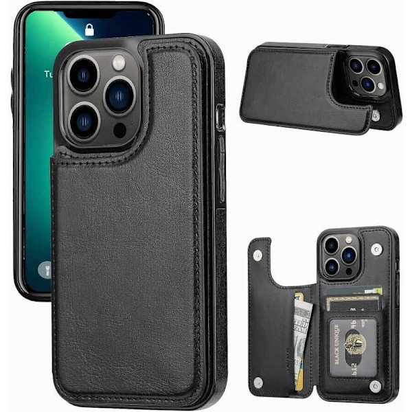 iPhone 15 Pro Shockproof Cover Kortholder 3-SLOT Flippr Rosenguld