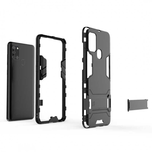 Samsung A21:n iskunkestävä kotelo jalustalla ThinArmor Black