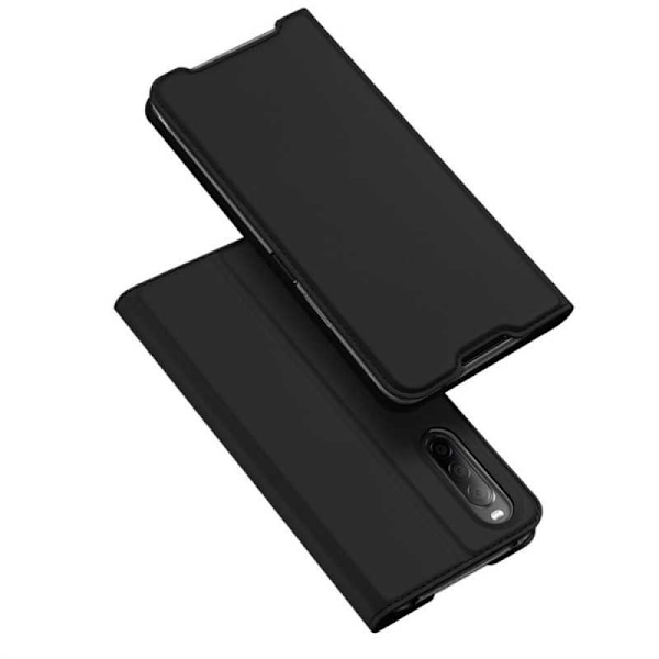 Xperia 10 IV Flip Case Skin Pro med kortrum Black