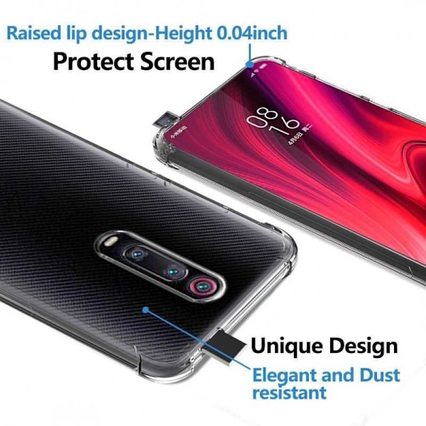 Xiaomi Mi 9T Iskunvaimennus Silikoni Shell Shockr Transparent